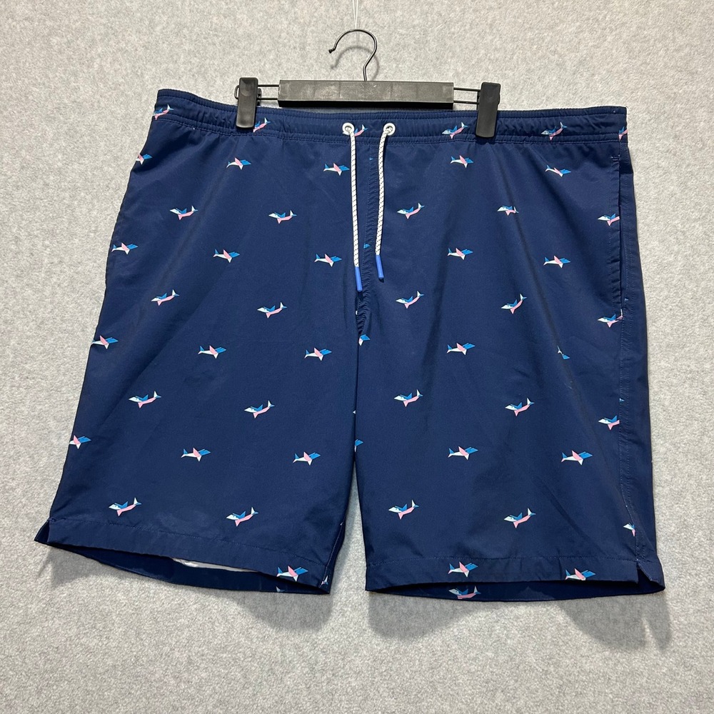 Bonobos Mens Navy Blue Riviera Recycled Shark Print Swim Trunk Size Large